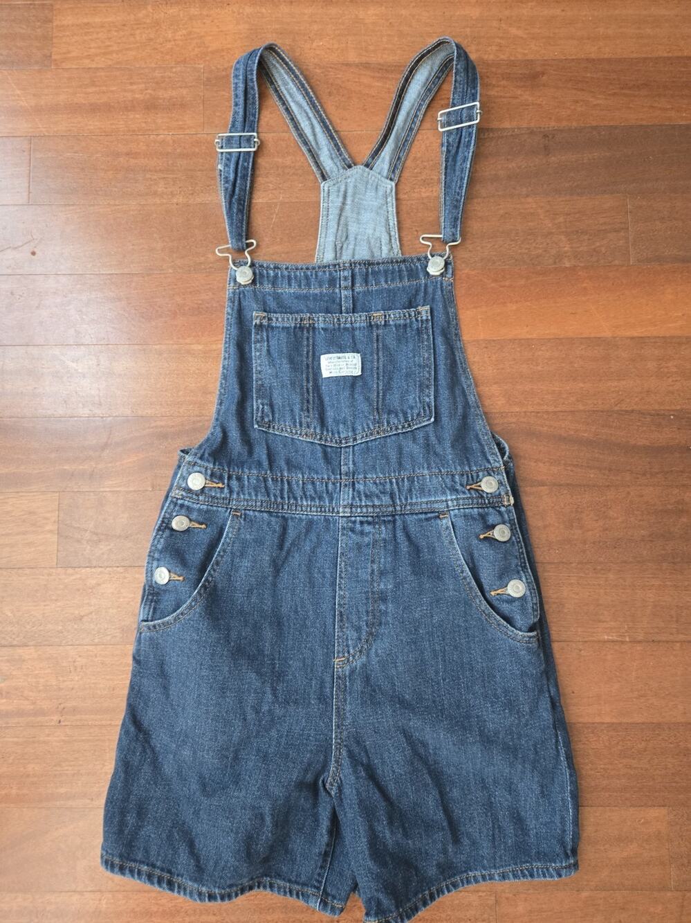 Levi's Vintage Style Denim Light Wash Shortalls Shorts Overalls - Women's Sz-xs